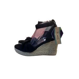 TOMS Marisela Wedge Sandal 7510534 Black Size 9.5 NWT